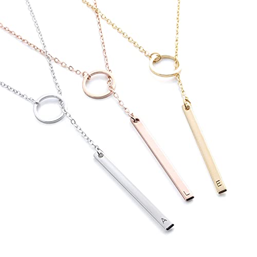 Algopix Similar Product 7 - Initial Vertical Bar Necklace 