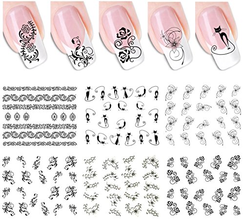 Algopix Similar Product 16 - AllyDrew Black  White Water Slide Nail