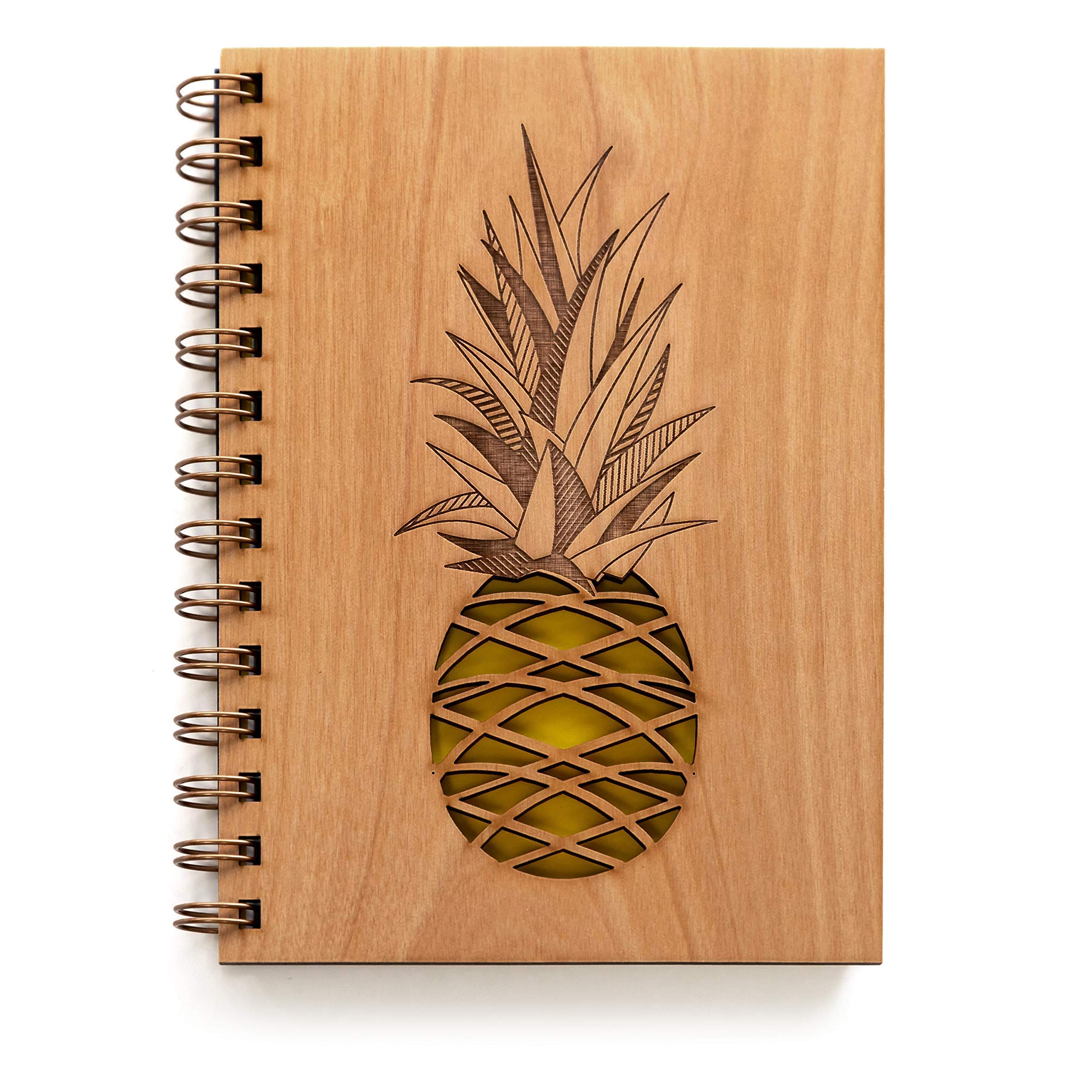 Algopix Similar Product 4 - Pineapple Wood Journal Notebook