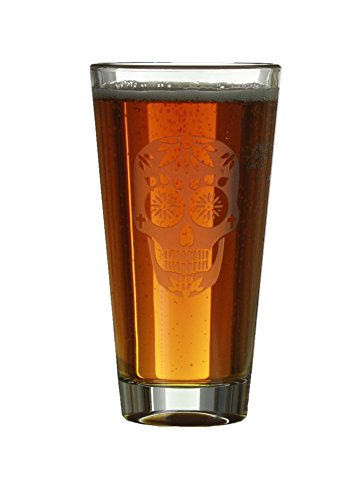 Algopix Similar Product 18 - Sugar Skull Engraved BeerCider 16oz