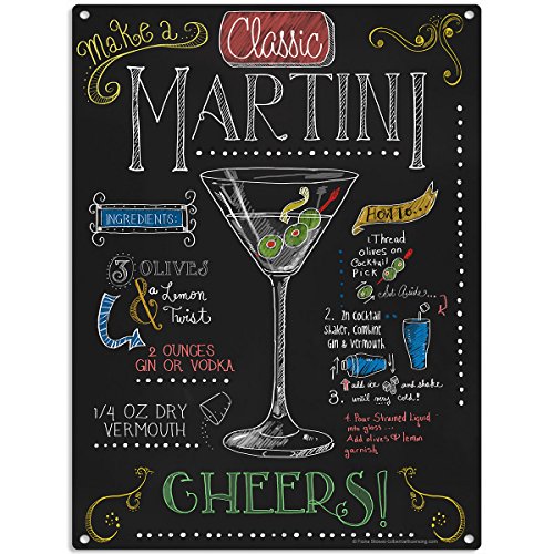 Algopix Similar Product 4 - Martini Recipe Chalkboard Style Sign