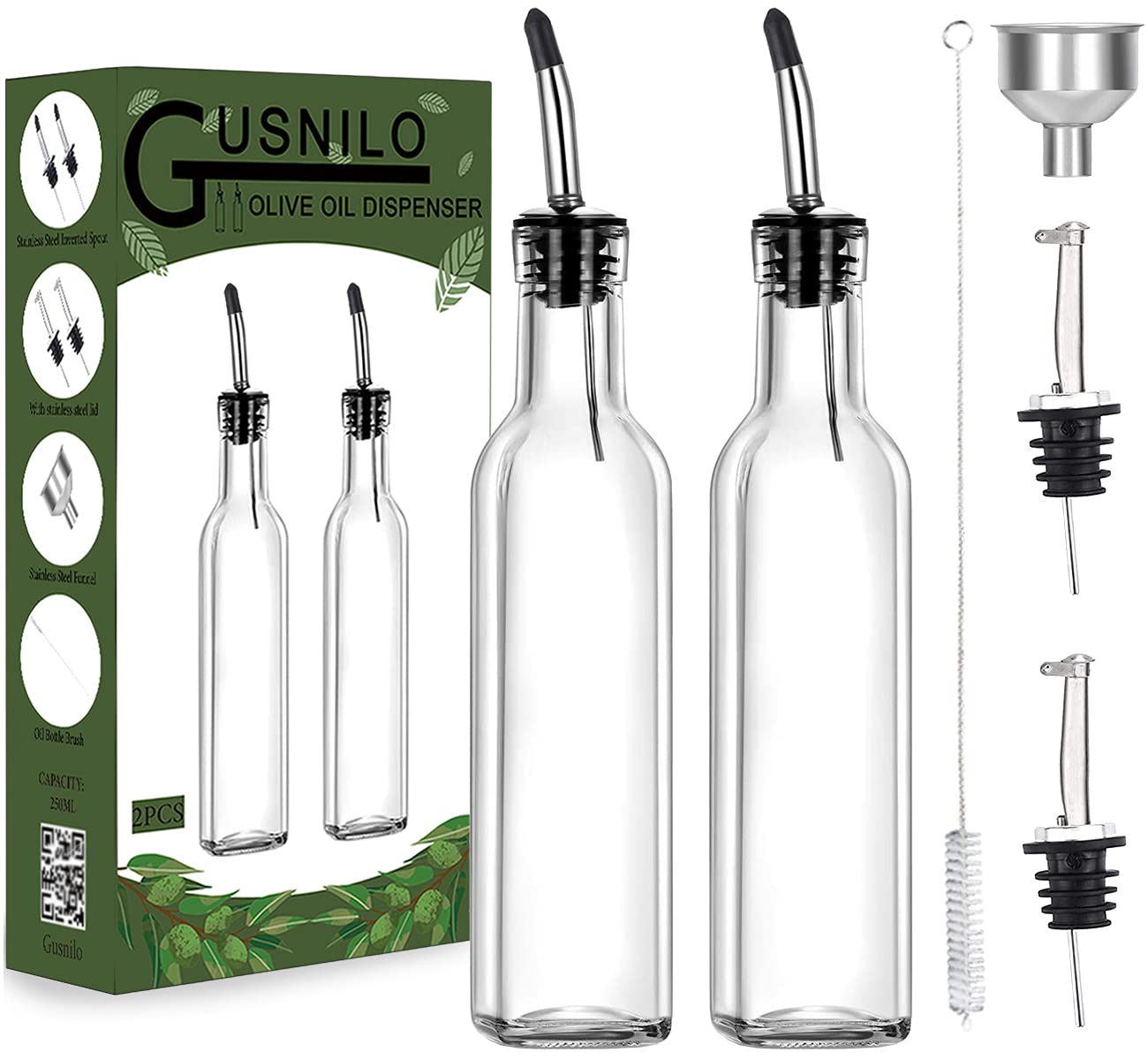 Algopix Similar Product 8 - Gusnilo 8 oz Olive Oil Dispenser Olive