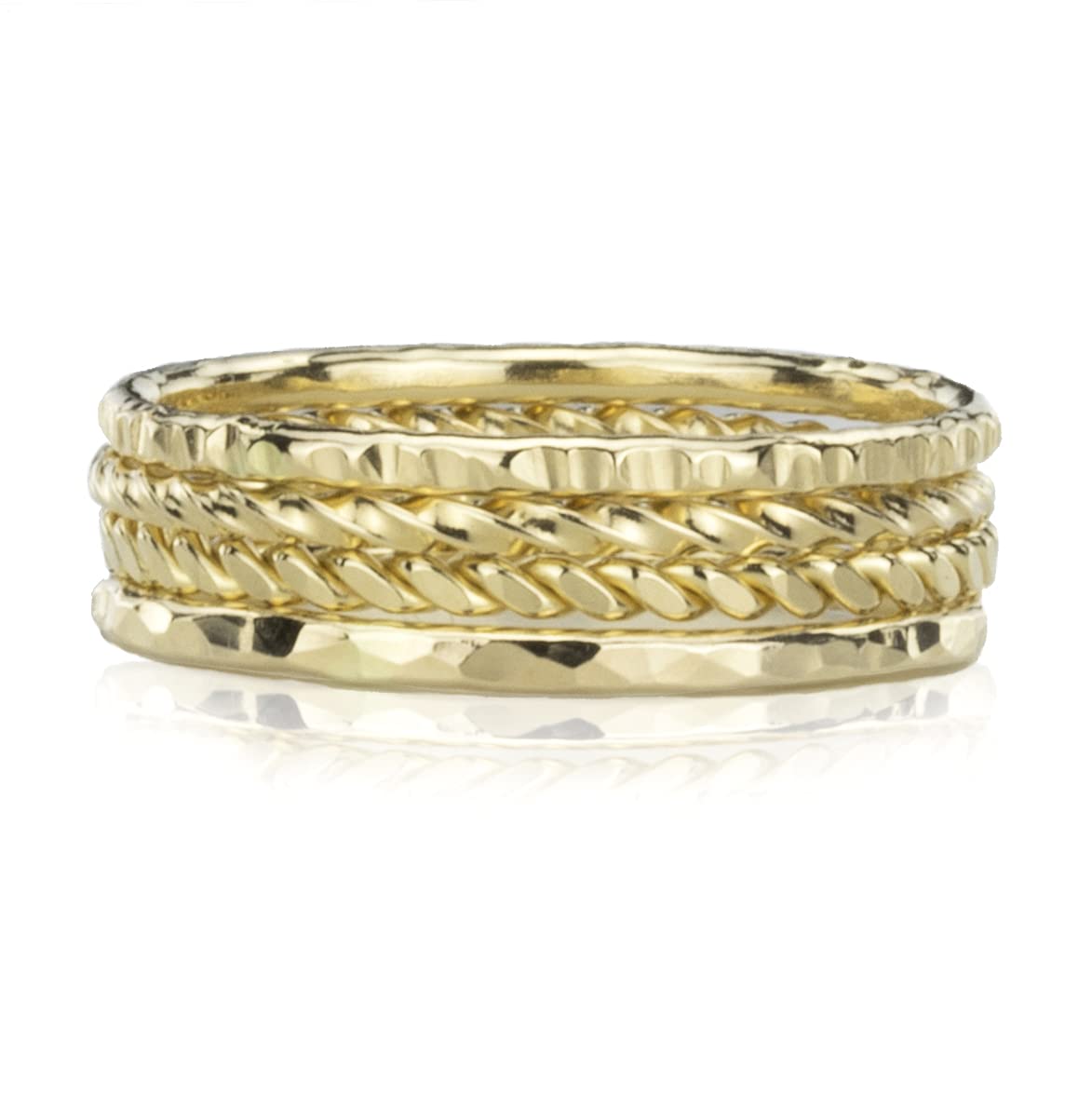 Algopix Similar Product 7 - Artisan Stacking Rings Hammered 14K