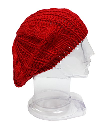 Algopix Similar Product 17 - Soft Thick Knitted Crochet Tam (Red)