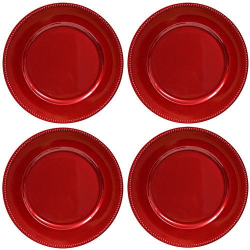 Algopix Similar Product 4 - Plate Chargers Set of 4 Red Beaded Rim