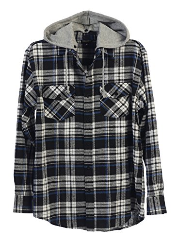 Algopix Similar Product 15 - Gioberti Mens Removable Hoodie Plaid