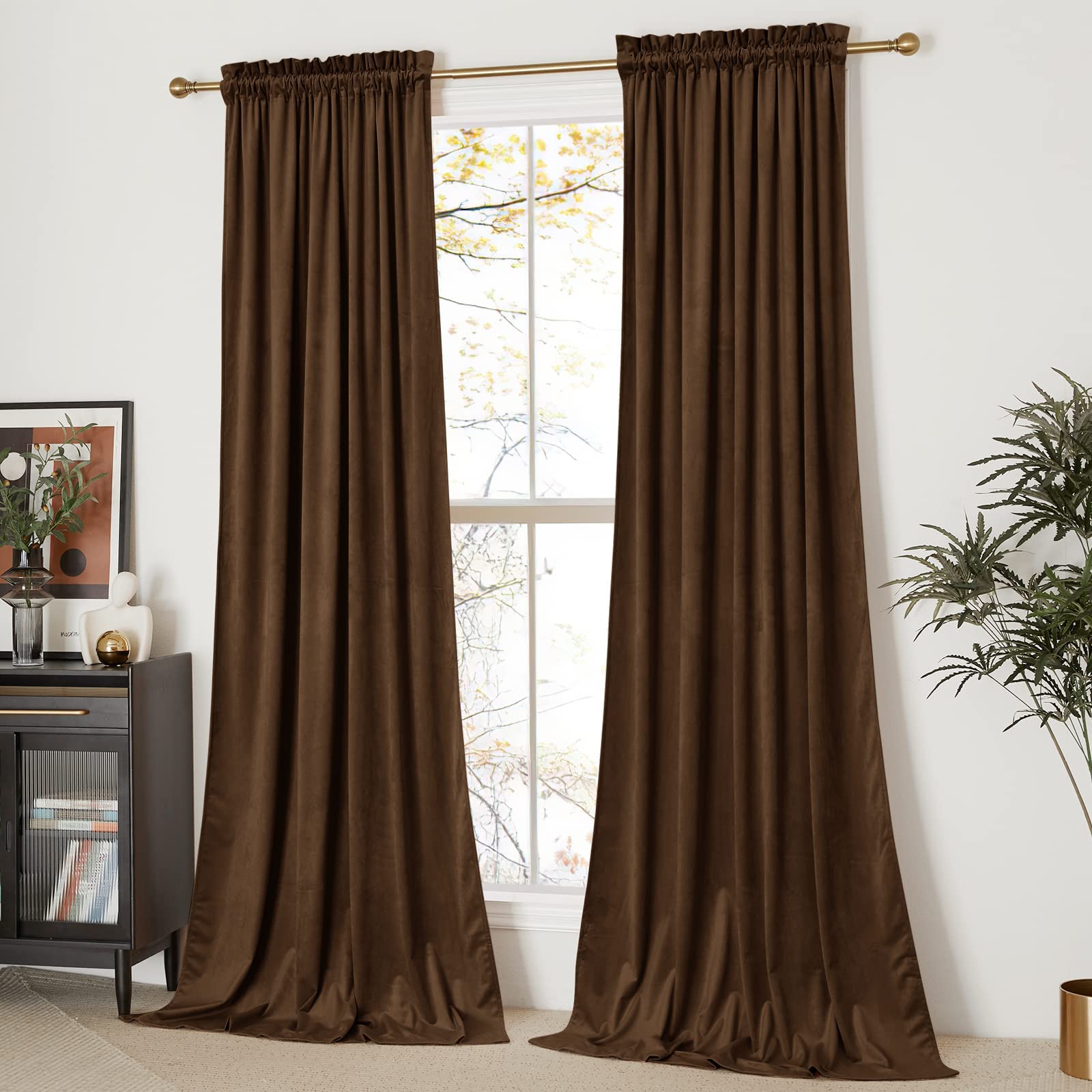 Algopix Similar Product 12 - NICETOWN Thermal Insulated Brown Velvet
