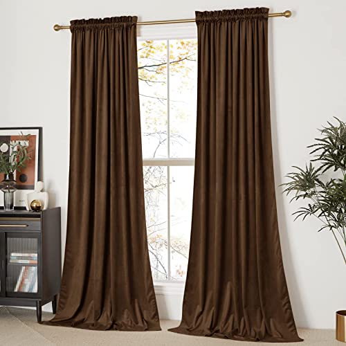 Algopix Similar Product 7 - NICETOWN Thermal Insulated Brown Velvet