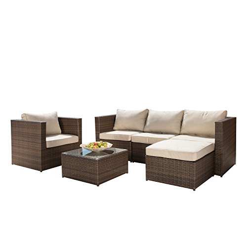 Algopix Similar Product 2 - 6pc Outdoor Patio Sofa Set Sectional