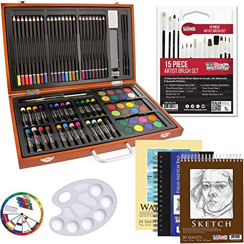 Algopix Similar Product 3 - 102Piece Deluxe Wooden Art Supply Set