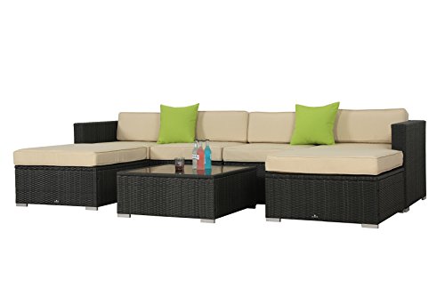 Algopix Similar Product 3 - BroyerK 7 Pcs Beige Outdoor Rattan Set