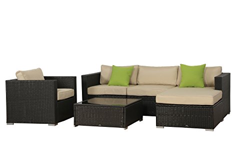 Algopix Similar Product 9 - BroyerK 6 Pcs Beige Outdoor Rattan Set