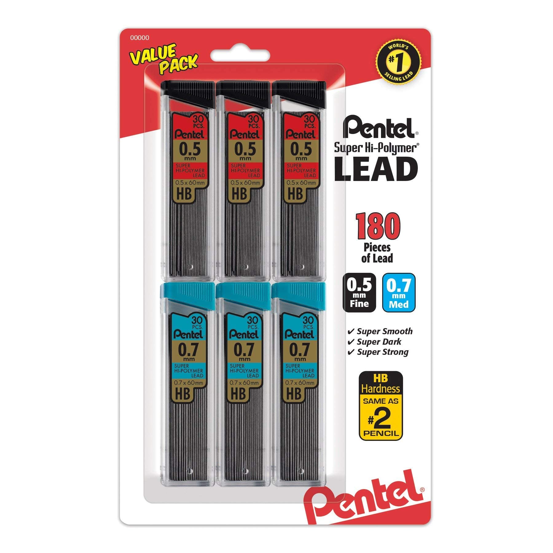 Algopix Similar Product 3 - Pentel C257BPHB6 Super HiPolymer Lead