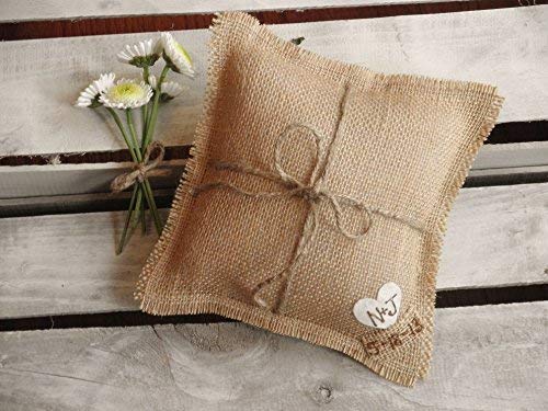 Algopix Similar Product 2 - Natural Burlap Ring Bearer Pillow with