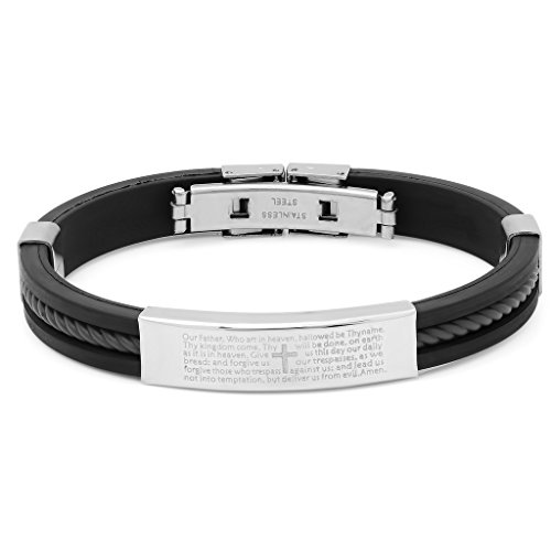Algopix Similar Product 3 - Mens Black Rubber Bracelet with