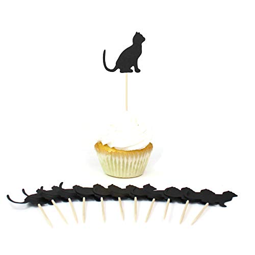 Algopix Similar Product 13 - Black Cat Cupcake Toppers Set of 12 