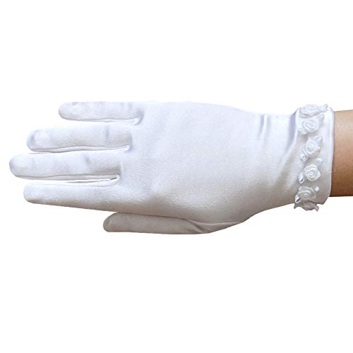 Algopix Similar Product 9 - ZAZA BRIDAL Girls Satin Gloves with