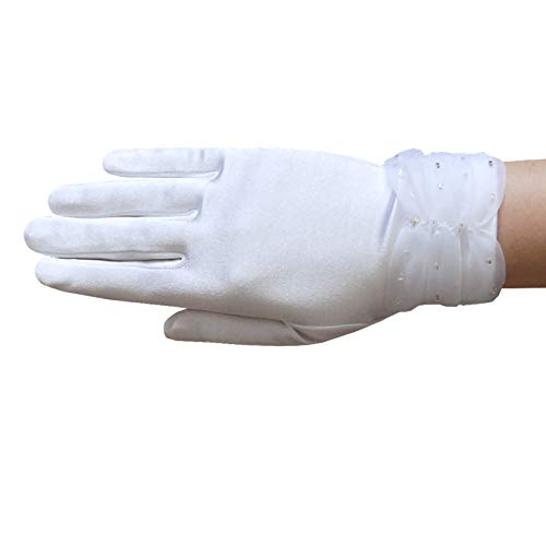 Algopix Similar Product 16 - ZAZA BRIDAL Girls Satin Gloves with
