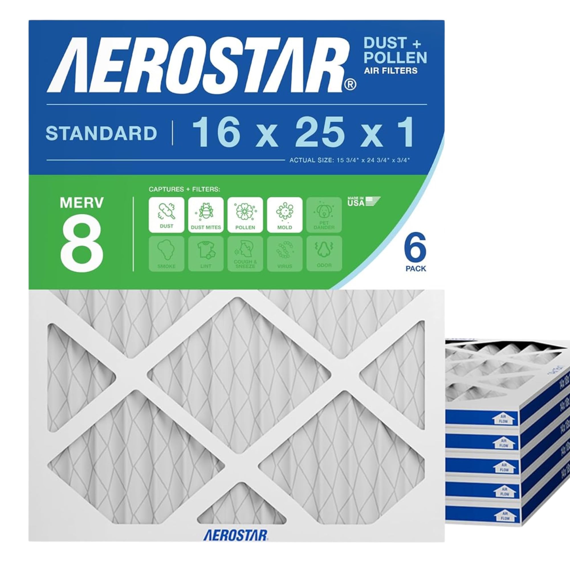 Algopix Similar Product 18 - Aerostar 16x25x1 MERV 8 Air Filter 6