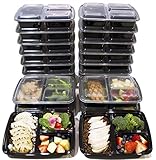 Algopix Similar Product 11 - 20 Pack 3 Compartment Meal Prep
