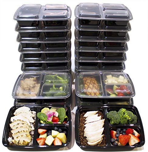 Algopix Similar Product 20 - 20 Pack 3 Compartment Meal Prep