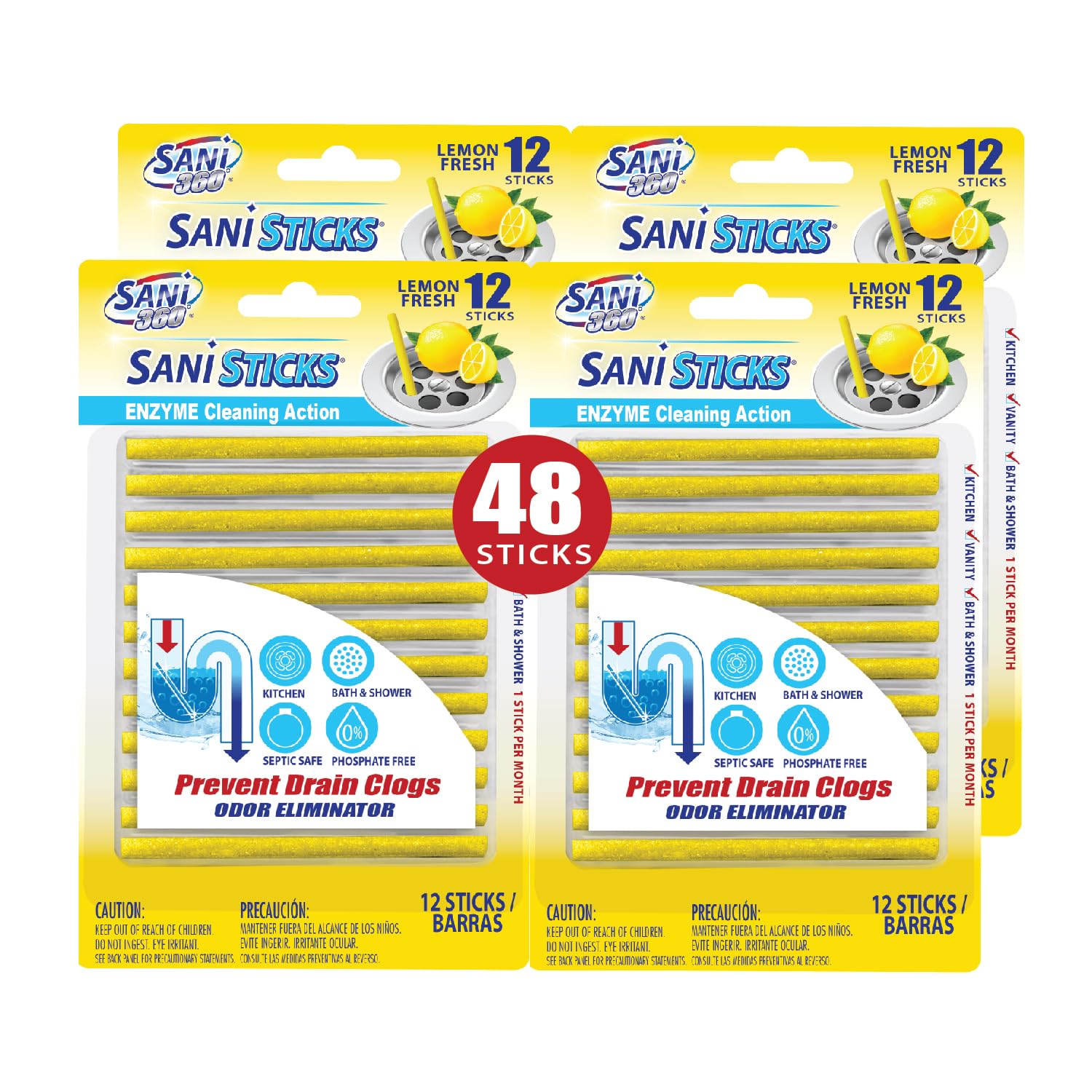 Algopix Similar Product 14 - SANI 360 Sani Sticks Drain Cleaner and