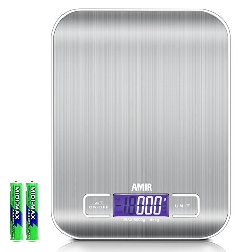 Algopix Similar Product 13 - AMIR Kchenwaage 5kg Digitalwaage