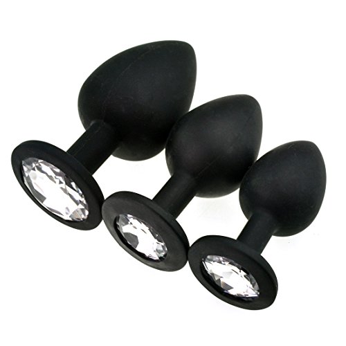 Algopix Similar Product 17 - 3 Pcs 3 Size Silicone Jeweled Anal Butt