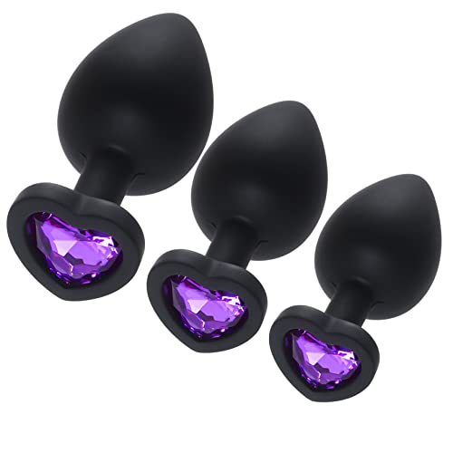 Algopix Similar Product 5 - 3 Pcs 3 Size Silicone Jeweled Anal Butt