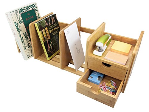 Algopix Similar Product 4 - Natural Bamboo Desk Organizer with