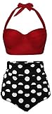 Algopix Similar Product 11 - Angerella Women Vintage Polka Dot High