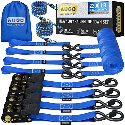 Algopix Similar Product 15 - AUGO Ratchet Straps Heavy Duty 4 Pack