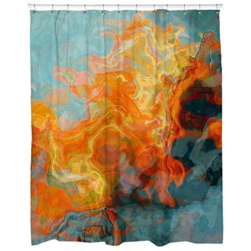 Algopix Similar Product 14 - Abstract art shower curtain in orange
