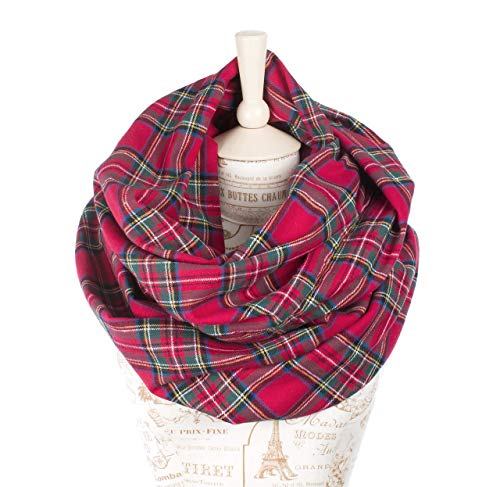Algopix Similar Product 12 - Plaid Infinity Scarf Red Royal Stewart