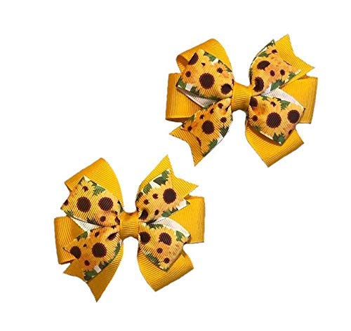 Algopix Similar Product 9 - Yellow Gold Sunflower Toddler Hair Bow