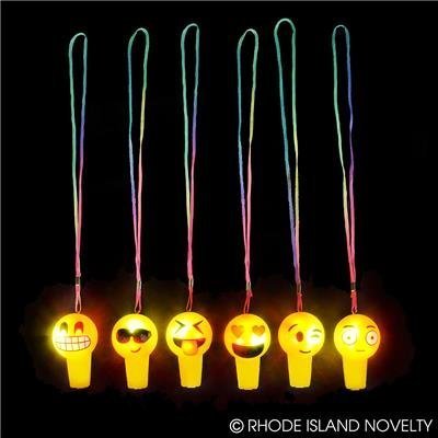 Algopix Similar Product 19 - 24 EMOJI Light up Whistle Necklaces 