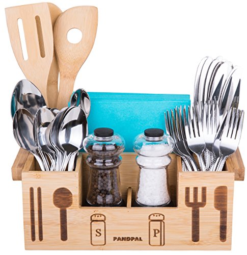 Algopix Similar Product 17 - Bamboo Wooden Utensil Caddy Flatware 