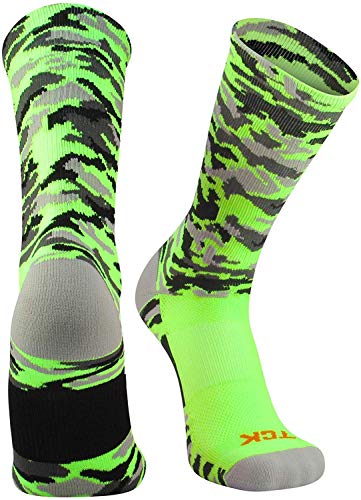 Algopix Similar Product 13 - TCK Woodland Camo Crew Socks Neon