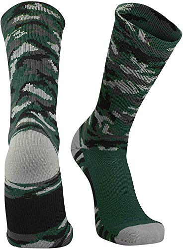 Algopix Similar Product 2 - TCK Woodland Camo Crew Socks Dark