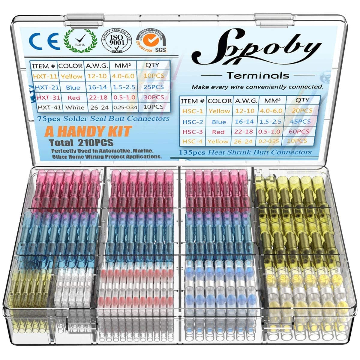 Algopix Similar Product 10 - 210pcs Heat Shrink Wire Connectors