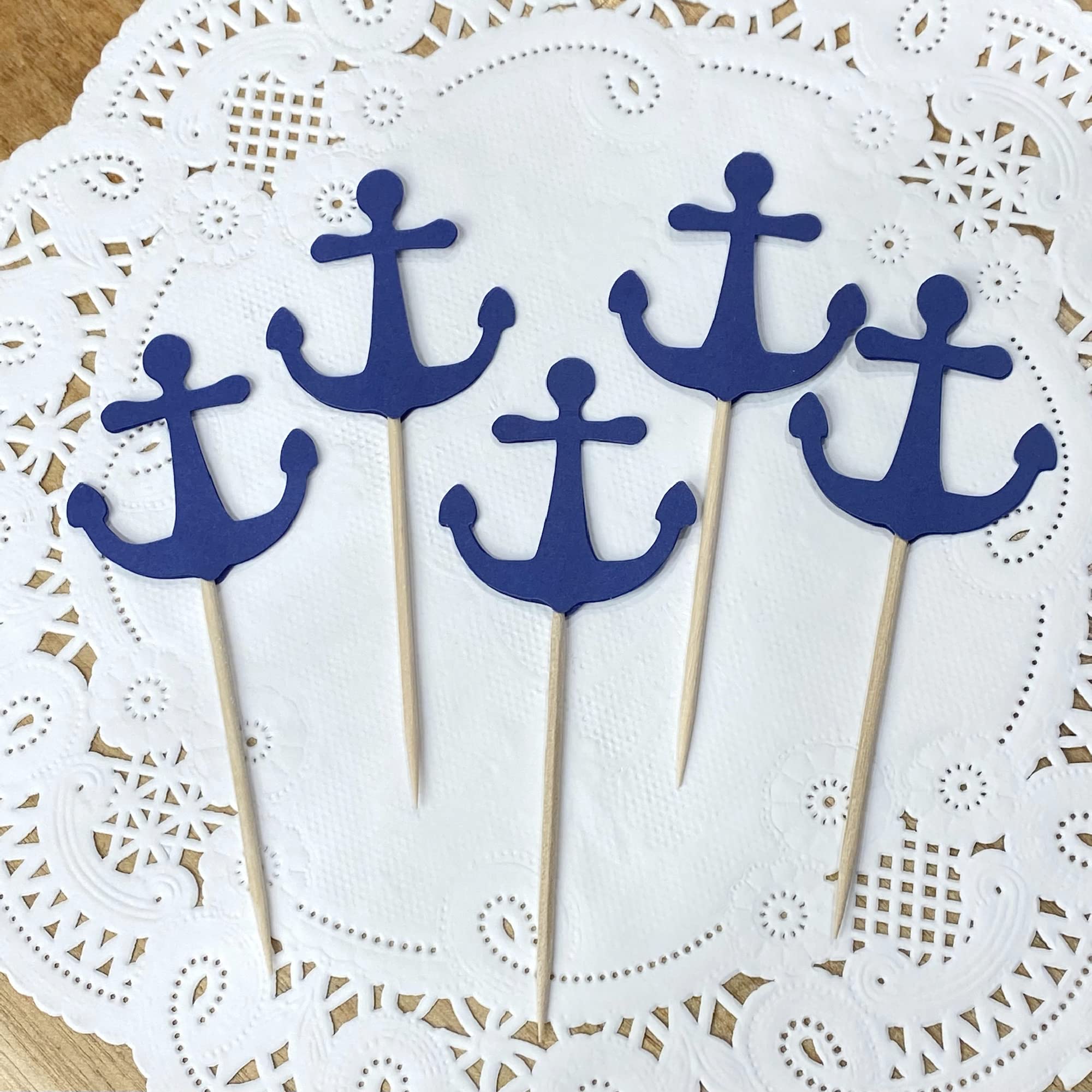 Algopix Similar Product 14 - Anchor Cupcake Toppers  Classic Navy