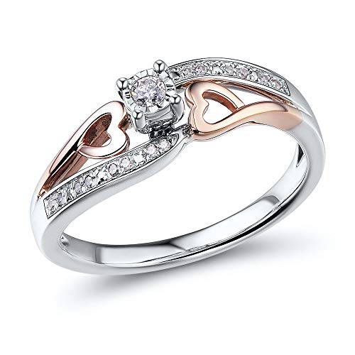 Algopix Similar Product 14 - Diamond Promise Ring Heart set Sterling
