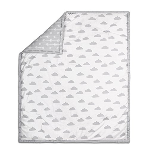 Algopix Similar Product 17 - Grey on White Cloud Design Baby Crib