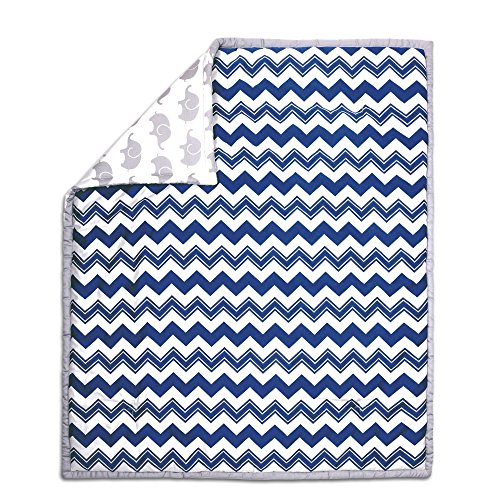 Algopix Similar Product 1 - Navy Blue Zig Zag and Elephant 100