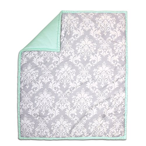 Algopix Similar Product 6 - Grey Damask and Mint Green Reversible