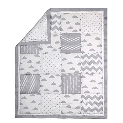 Algopix Similar Product 10 - Grey Geometric and Zig Zag Patchwork