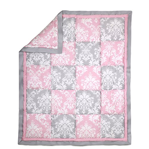 Algopix Similar Product 13 - Pink and Grey Damask Patchwork Cotton