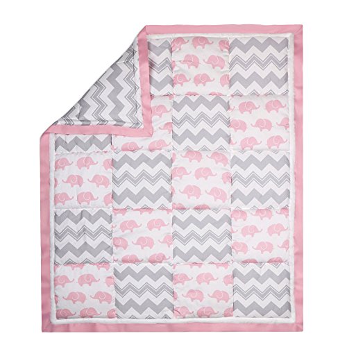 Algopix Similar Product 18 - Grey and Pink Elephant and Zig Zag Crib