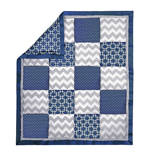 Algopix Similar Product 12 - Navy Blue and Grey Geometric and Zig