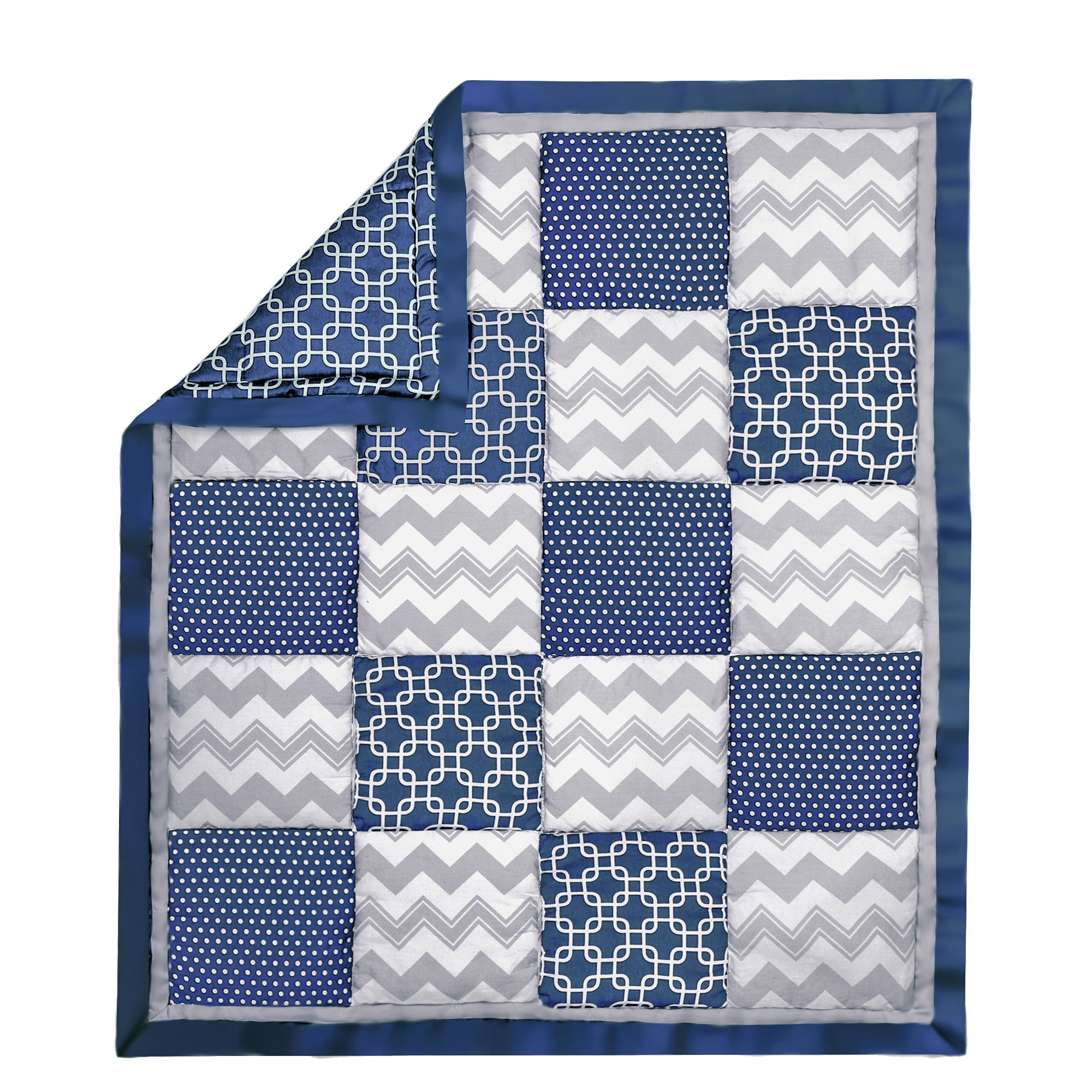 Algopix Similar Product 1 - Navy Blue and Grey Geometric and Zig